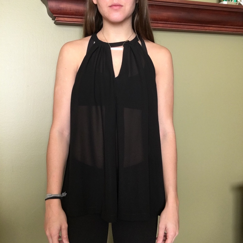 Black chiffon tank